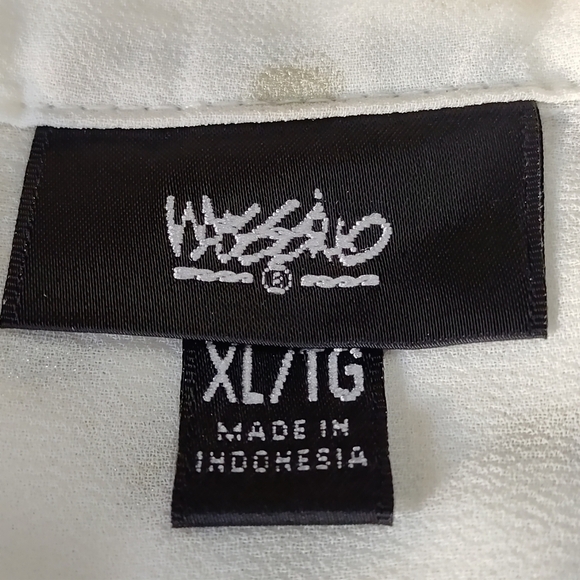 Mossimo Top Shirt Women's Sheer Cream White Gold Dots Print Button Up Sz… - Picture 8 of 9